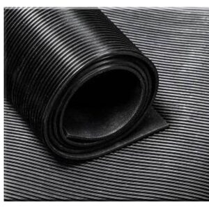 Piso R Goma Estria Fina Neg Import 3Mmsx1,0Mts. Rollo 10 Mts