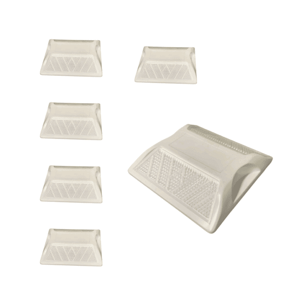 Tacha Reflectiva Plástico Abs 100X100X20Mm Blanco Pack 6