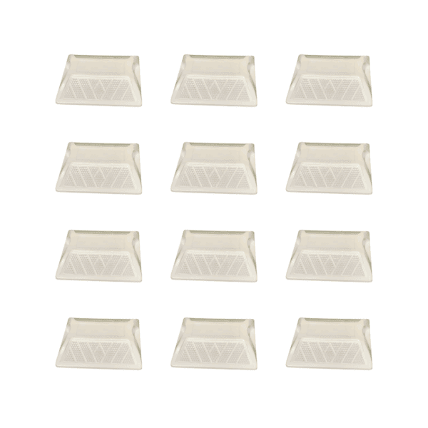 Tacha Reflectiva Plástico Abs 100X100X20Mm Blanco Pack 12