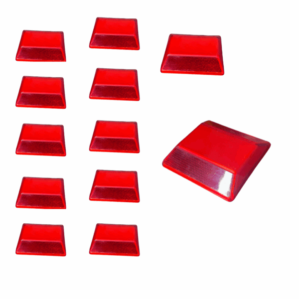 Tacha Reflectiva Plástico Abs 100X100X20Mm Rojo Pack 12