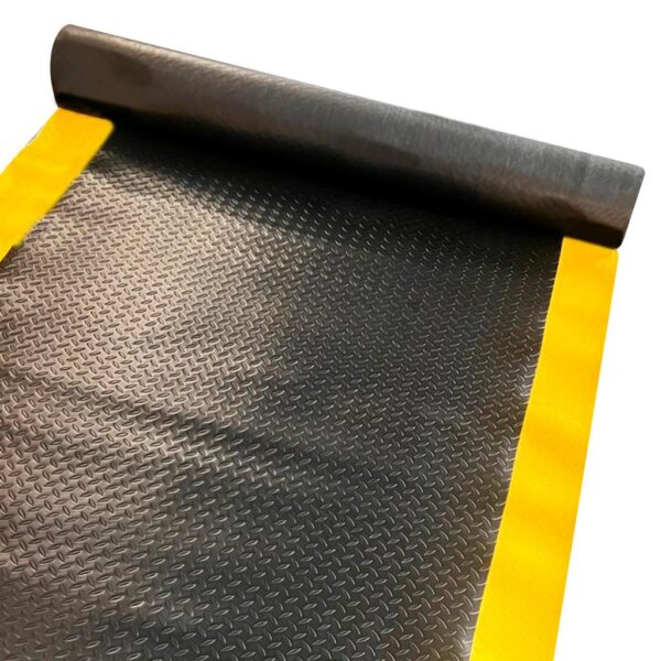 Piso R Pvc Diamantado Segur Antiest 3Mmx1,2Mts. Am/Neg Rollo 10 Mts