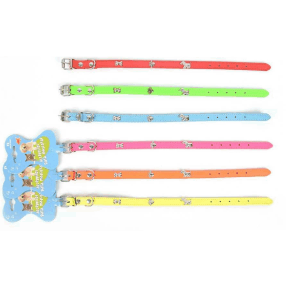Collar Mascota Simil Cuero C/Aplicaciones Metalicas 45Cm Largo-Colores