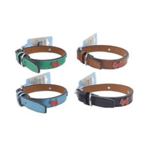 Collar Mascota Simil Cuero C/Aplicaciones Metalica Largo 38Cm -Colores
