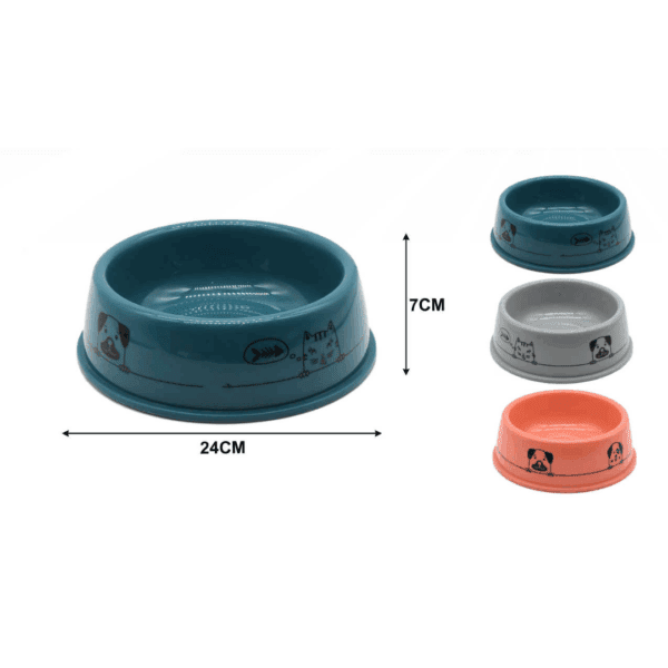 Plato Tazon Para Mascotas 24 Cm Colores Azul-Gris-Rosa