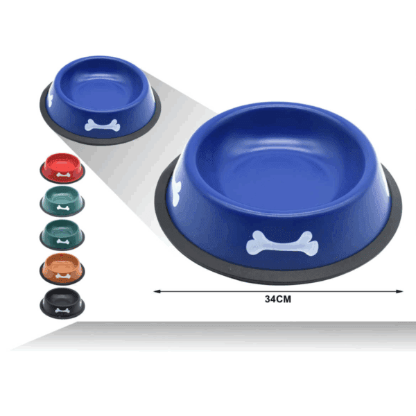 Plato Tazon Para Mascotas Metalico Forrado 34 Cm Colores Verde, Café