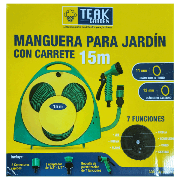 Manguera Jardin Con Carrete 15 Mts - Imagen 2