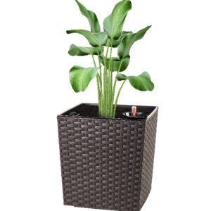 Maceta ? Ratan 25X25X25 Cm. C/Sist Riego Marron