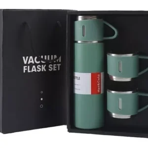 Set Termo Vaso Térmico Acero Inox 500Ml + 3 Tazas Verde