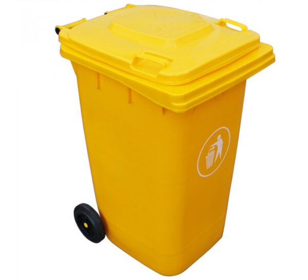 Cont Basura 120Lt Amarillo C/Tapa Y Ruedas 46X55X96Cm"Pl"