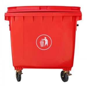 Cont Basura 1.100Lt Rojo C/Tapa Y Ruedas 136X106X129Cm