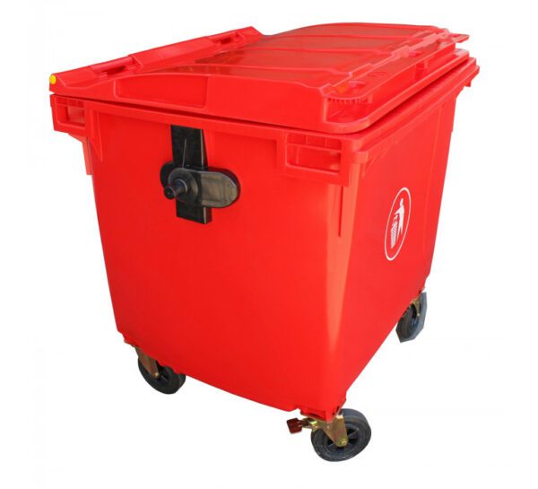 Cont Basura 1.100Lt Rojo C/Tapa Y Ruedas 136X106X129Cm - Imagen 3