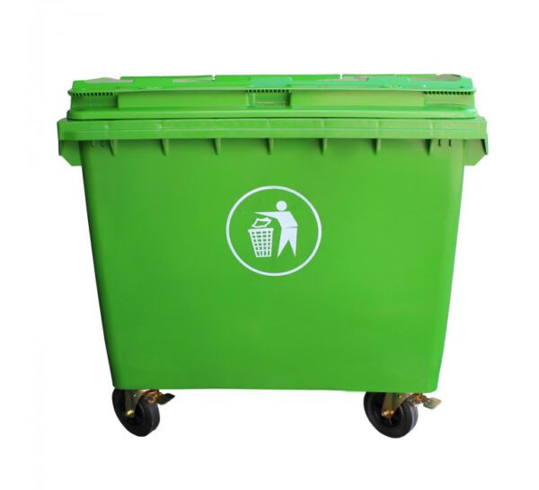 Cont Basura 1.100Lt Verde C/Tapa Y Ruedas 136X106X129Cm