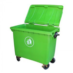 Cont Basura 660Lt Verde C/Tapa Y Ruedas 140X78X121Cm