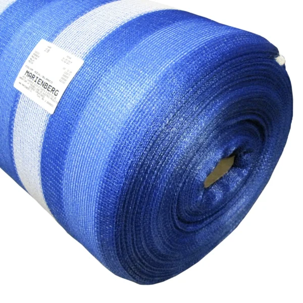 Malla Sombra Franjeada 80% Azul Y Blanco De 4.20 X 100 Mts. Rollo 100 Mts