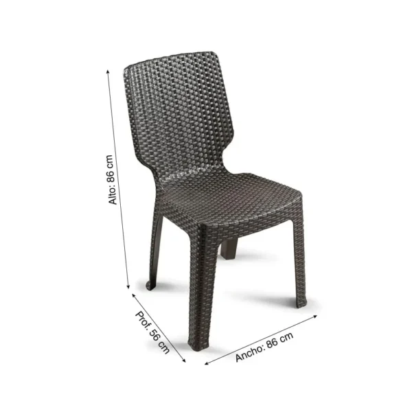 Silla Tavarua Ratan S/Brazo Marron - Imagen 4