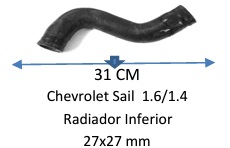 Manguera Radiador Inferior-Chevrolet Sail  1.6/1.4 Radiador Inferior -31 Cm