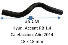 Manguera Calefacción-Hyundai. Accent Rb 1.4 Calefacción, Año 2014 -35 Cm