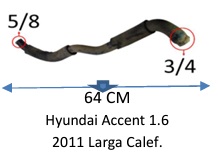 Manguera Calefacción-Hyundai Accent 1.6 2011 Larga Calefacción -64 Cm