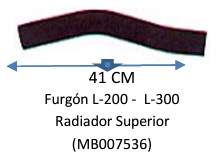 Manguera Radiador Superior-Mitsubishi Furgón L-200 -  L-300 ( Mb 007536) Radiador Superior -41 Cm