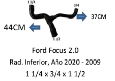 Manguera Radiador Inferior-Ford Focus 2.0 Radiador Inferior, Año 2020 - 2009 -44 Cm