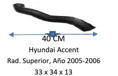 Manguera Radiador Superior-Hyundai Accent Radiador Superior 2005-2006 -40 Cm