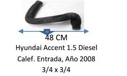 Manguera Calefacción-Hyundai Accent 1.5 Diesel Calefacción. Entrada , Año 2008 - 48 Cm