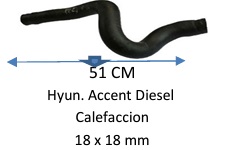 Manguera Calefacción-Hyundai. Accent Diesel Calefacción -51 Cm
