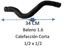 Manguera Calefacción-Suzuki Baleno 1.6 Calefacción Corta -34 Cm