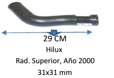 Manguera Radiador Superior-Toyota Hilux Radiador Superior, Año 2000 -29 Cm