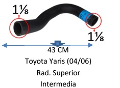 Manguera Radiador Superior-Toyota Yaris (04/06) Radiador Superior Intermedia -43 Cm
