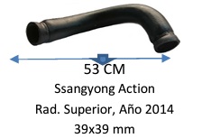 Manguera Radiador Superior-Ssangyong Action Radiador Superior, Año 2014 -53 Cm