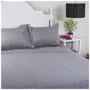 Quilt  Bordado Elegance C/N Fundas (Bolsa Tela) 1.5 Plaza Gris