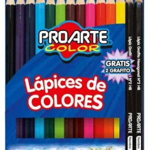 LAPICES DE COLOR PROARTE  12 LARGOS + 2 GRAFITO + SACAPUNTAS