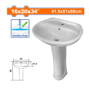 Lavamanos Pedestal Ceramico Wadfow 41,5X51X86 Cm