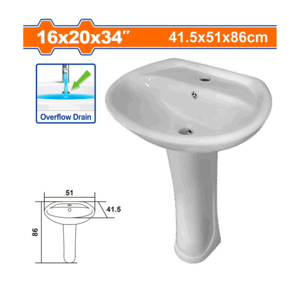 Lavamanos Pedestal Ceramico Wadfow 41,5X51X86 Cm